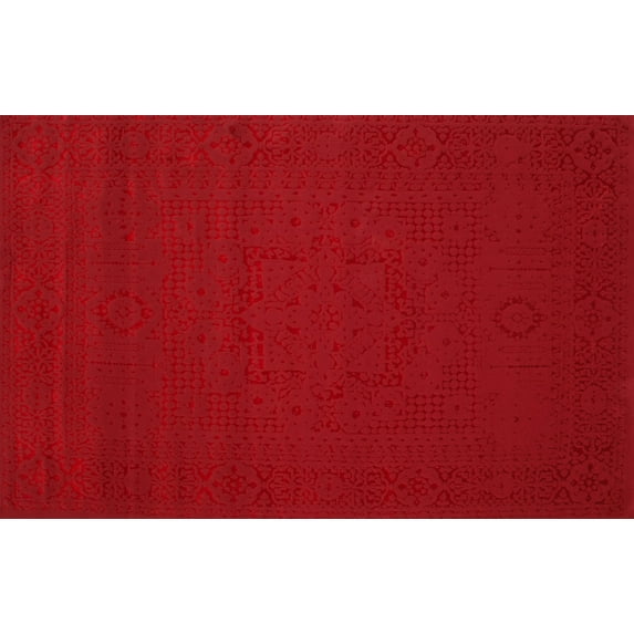 Ahgly Company Machine Washable Indoor Rectangle Contemporary Ferrari Red Area Rugs, 6' x 9'