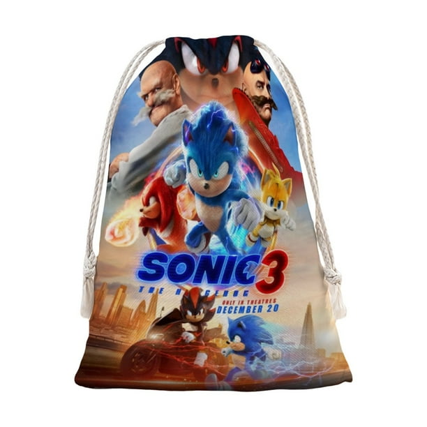 Sonic Bolsa de regalo con cierre de cinta navideño para decoración de Navidad,39cm×30 cm.