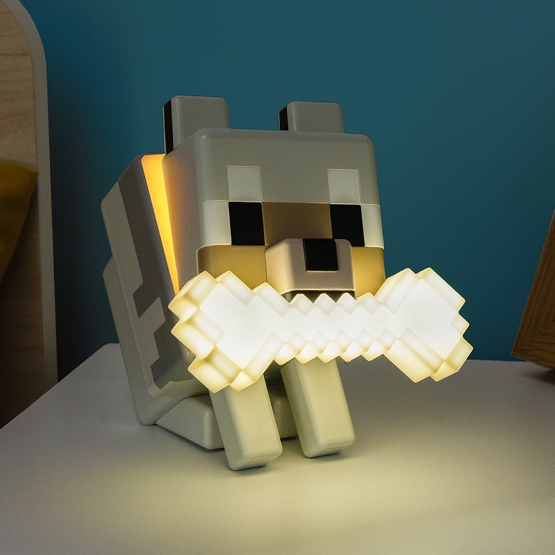 Minecraft Wolf Light, 5.6in 3D Color Changing Lamp, Officially Licensed Gift by Paladone