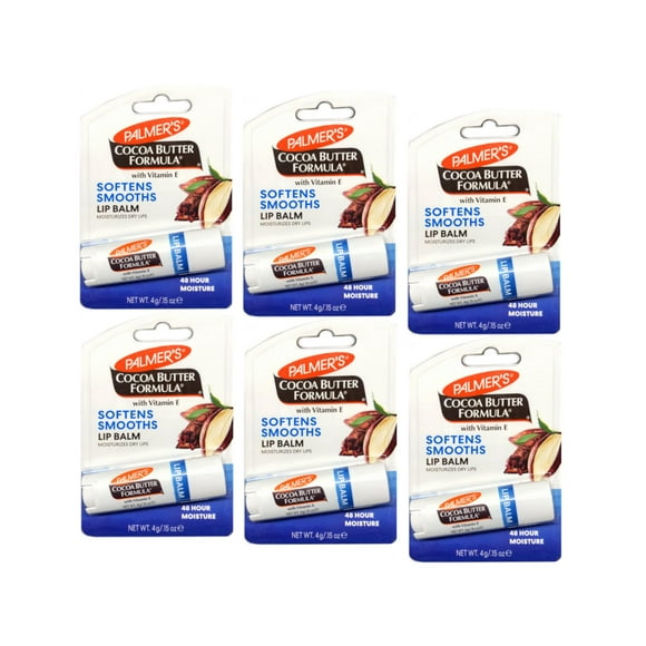 Bálsamo labial Palmer's Cocoa Butter Formula, hidratante, 4,2 ml (paquete de 6)