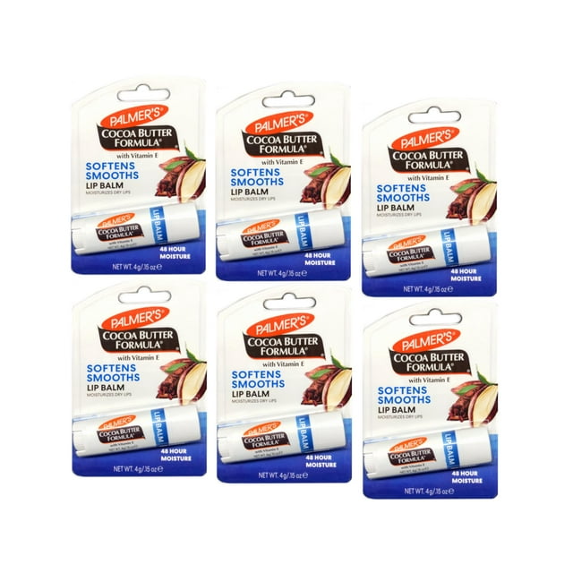 Bálsamo labial Palmer's Cocoa Butter Formula, hidratante, 4,2 ml (paquete de 6)