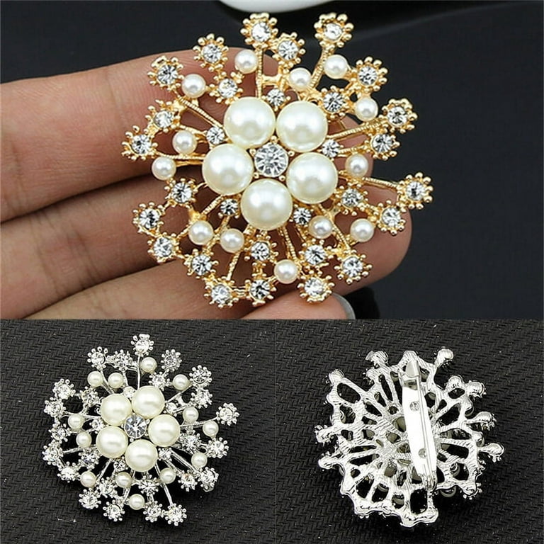 Elegant White Crystal Pearl Brooches For Women Girls Luxury Gold Color  Waterdrop Rhinestones Tassel Brooch Pins