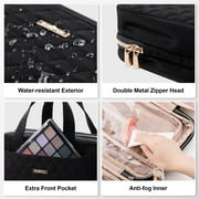 EVERFUN Large Toiletry Bag, Travel Makeup Bag for Women Hanging Cosmetic Bag, Full Sized Organizer for Essentials Accessories Kit, Black