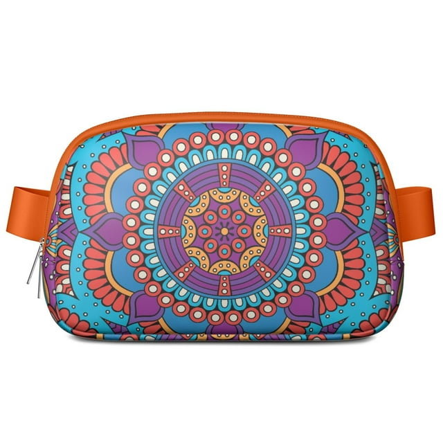 Geometric Mandala Belt Bag - Folk Style Pattern Adjustable Fanny Pack for Sports Enthusiasts