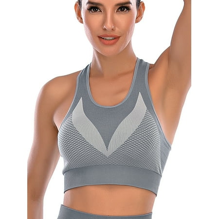 

FANNYC Sports Bras for Women Padded High Impact Support for Yoga Gym Running Fitness Bra Racerback Top Black/Wine Red/Gray