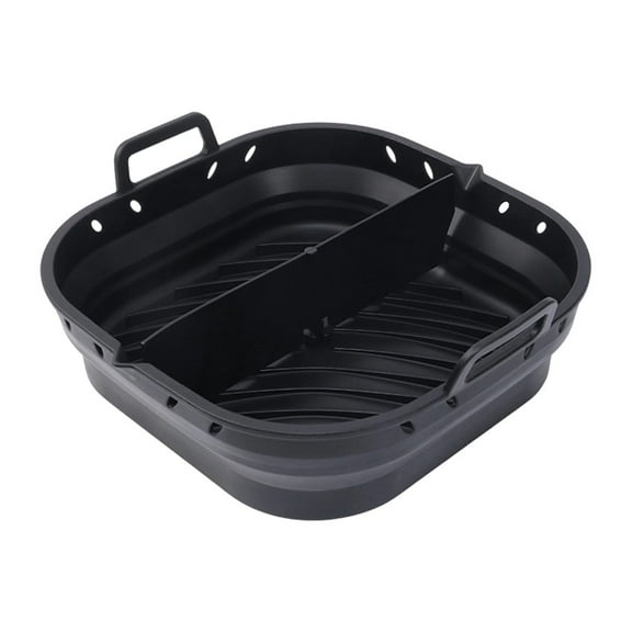 Square Silicone Air Fryer Mat 8 Inch Foldable Baking Tray with Divider