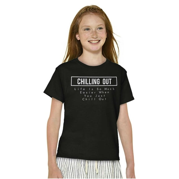 Chilling Out Relaxed Funny Workout Crewneck T Shirts Boy Girl Teen Brisco Brands L
