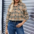 thumbnail image 4 of Womens Lapel Flannel Shirt, Long Sleeve Shirts for Women Fall Business Casual Plaid Printed Button Down Dressy Blouses, 4 of 6