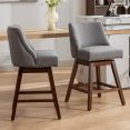 thumbnail image 2 of Tcbosik 2 Pack Swivel Counter Height Bar Stools, Modern Upholstered Barstool with Back and Wood Legs, Fabric Bar Chair for Home Pub, Kitchen Island, Dining Room, Gray, 2 of 11
