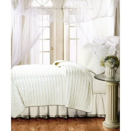 Global Trends Georgina Ruffles Quilt Set, Ivory