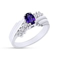 thumbnail image 3 of Oval Shape Natural Diamond And Simulated Alexandrite In 14K White Gold Over 925 Sterling Silver Ring Size 9.5, 3 of 4