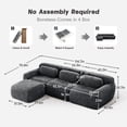 thumbnail image 3 of HUTWIFE Home L-Shaped Plush Boneless Cloud and Comfy Fluffy Sectional Sofas with 1 Ottoman, Dark Grey, 3 of 10