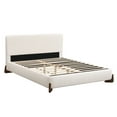 thumbnail image 2 of Christopher Knight Home Boucle Upholstered Queen Bed with Curved Wood legs, White, 2 of 8