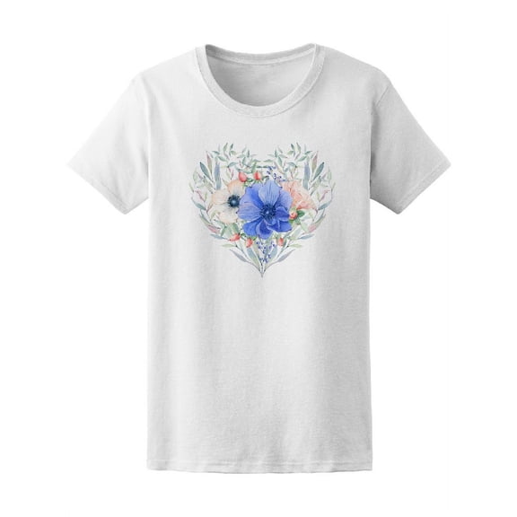 Elegant Heart Watercolor Flowers Tee Women's -Image by Shutterstock