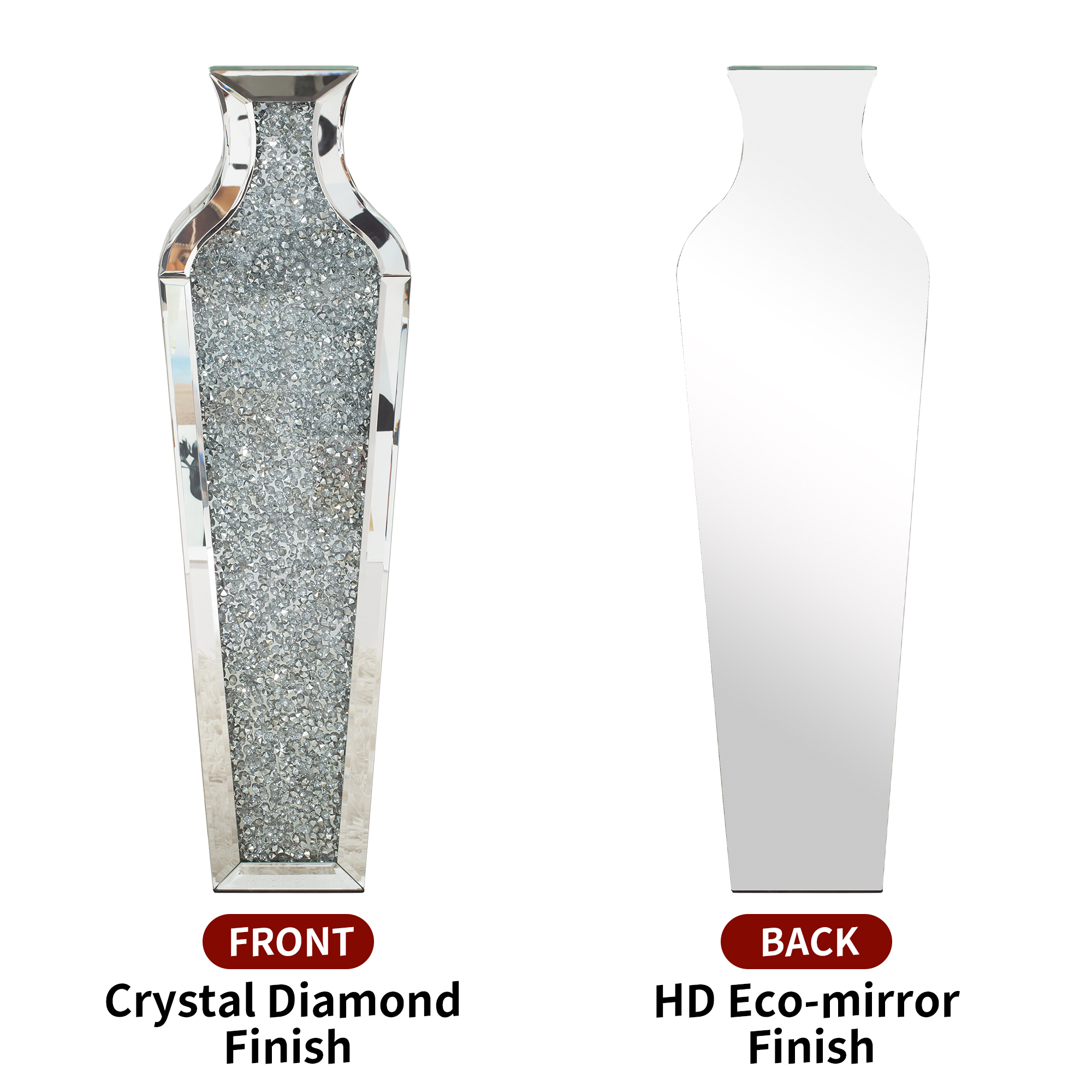 SHYFOY Tall Crushed Diamond Floor Vase Crystal Mirrored Flowers Floor Vase Glass Vases for Centerpieces Home Decor, 26.8 inch Tall - image 5 of 8