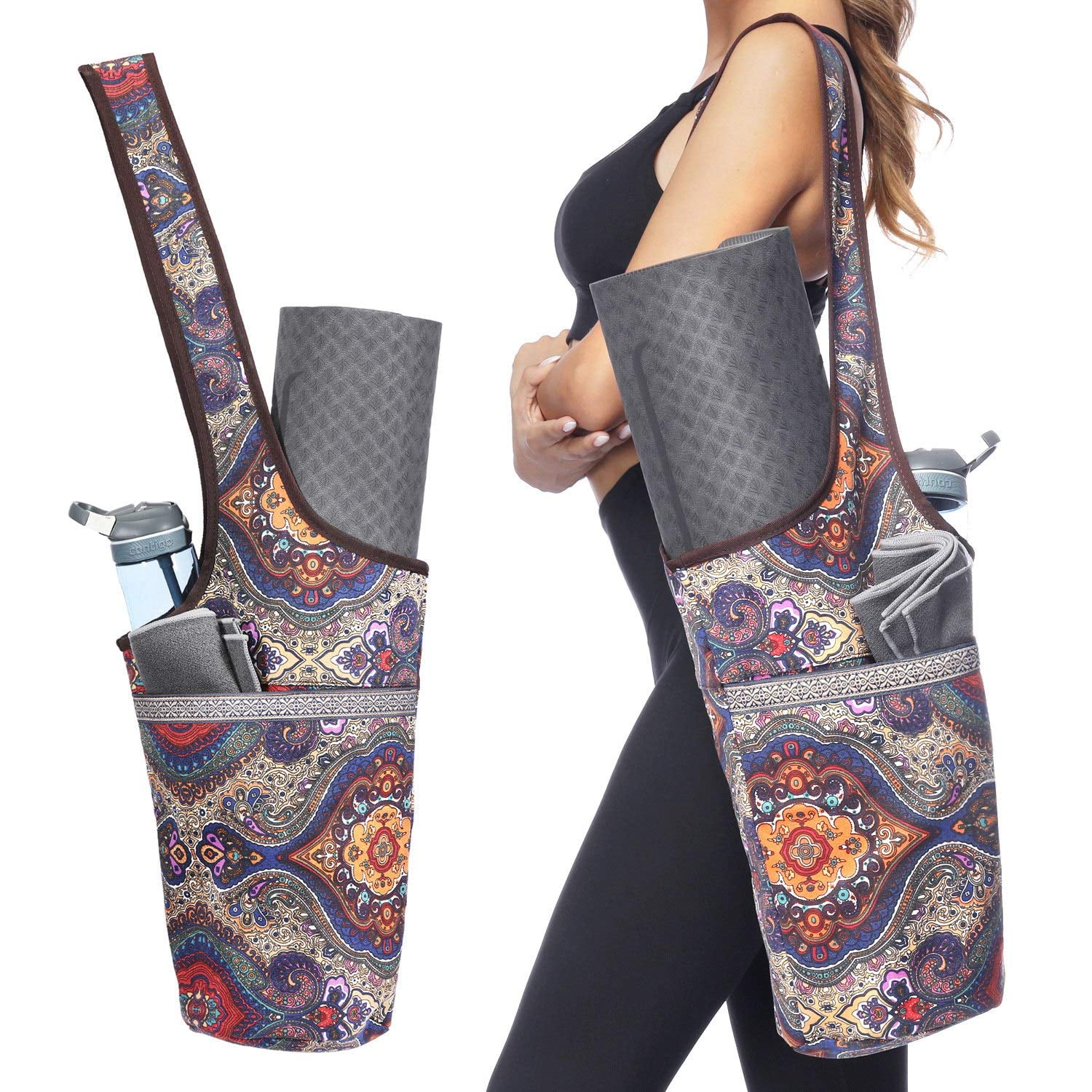 Pockets Zipped Yoga Mat Bag Practical Shoulder Carry Camp Bag for Fitness 