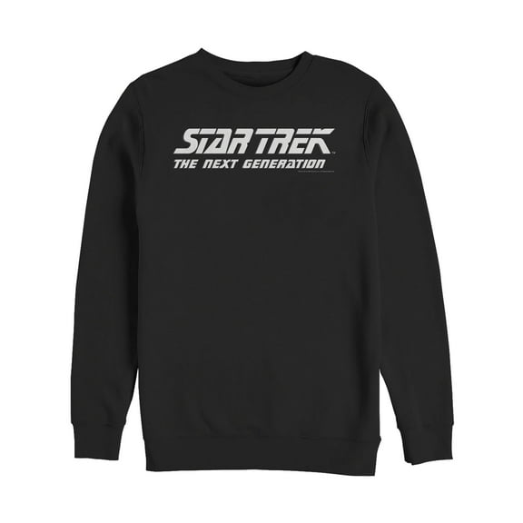 Men's Star Trek: The Next Generation Classic White Title Logo Sweatshirt Black 3X Large