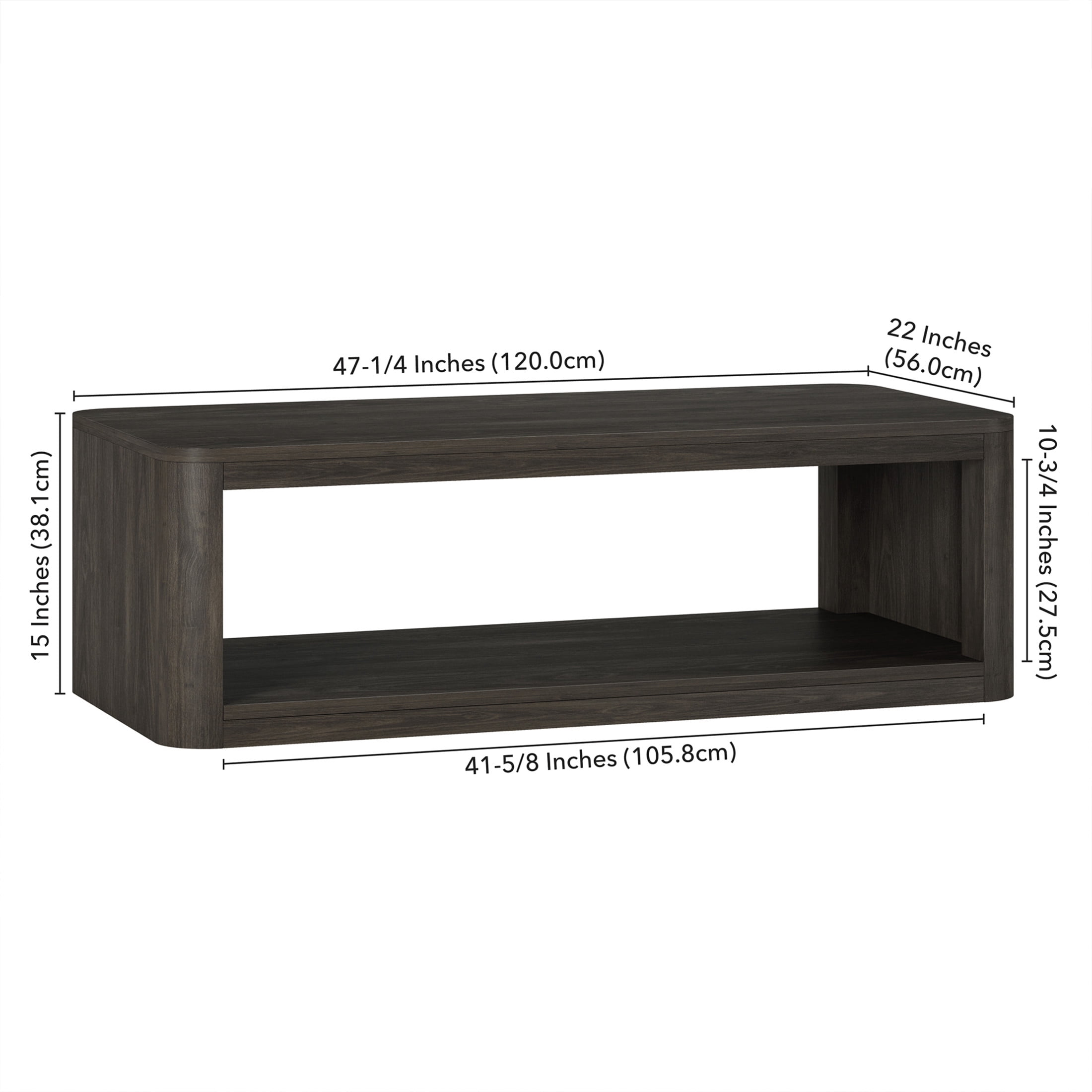 Evelyn&Zoe Modern/Contemporary 47" Wide Alder Brown Coffee Table
