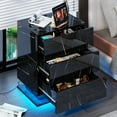 thumbnail image 6 of Hironpal LED Nightstand, Modern Bedside Table with 3 Drawers and RGB LED Light ,High Gloss End Table, 6 of 9