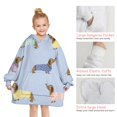 thumbnail image 6 of Colorful Funny Dachshund Blanket Hoodies for Kids 6-13YR Oversize Wearable Blanket Hoodies for Boys Girls Teens, 6 of 7