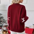 thumbnail image 6 of vigerkar Fall Long Sleeve Pullover Sweaters for Women 2025 Trendy Crewneck Casual Cute Bow Chunky Knit Sweater (Wine, M), 6 of 9
