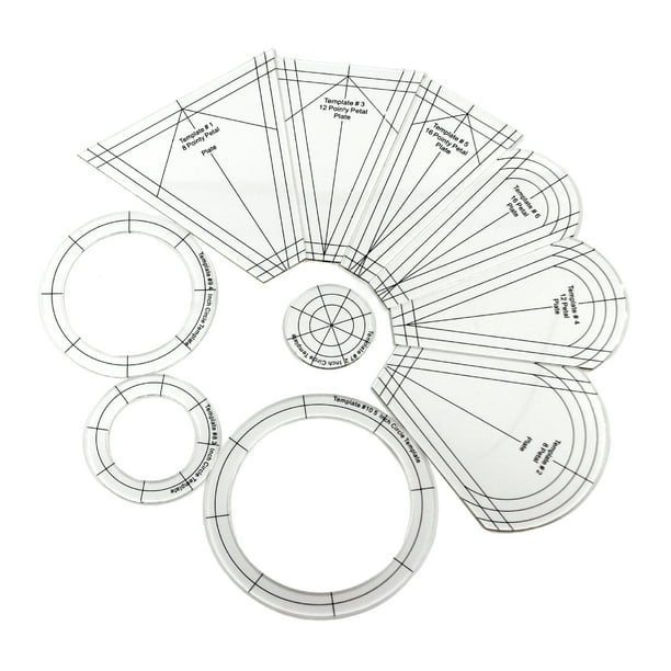 ibaste Quilting Rulers and Templates 10Pcs Acrylic Dresden Plate Template Sewing Rulers for