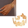 thumbnail image 2 of Floral Detailing Metal Bracelet Rings 2Pcs Adjustable Jewelry, 2 of 18