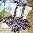 thumbnail image 2 of 2Pcs Infant Baby Girl Summer Outfit Set Cute Ruffle Crop Top + Floral Suspender Shorts Romper, 2 of 5