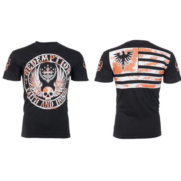 ARCHAIC BY AFFLICTION Men's T-Shirt S/S CROSSED DEATH Biker MMA