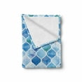 thumbnail image 2 of Moroccan Soft Flannel Fleece Throw Blanket, Oriental Style Mosaic Pattern in Watercolor Paint Retro Style Artwork Print, Cozy Plush for Indoor and Outdoor Use, 70" x 90", Pale Blue, by Ambesonne, 2 of 6