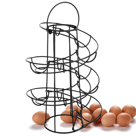 New Arrivals Kitchen Egg Rack, Spiral Basket, Iron Practical Storage Rack Black