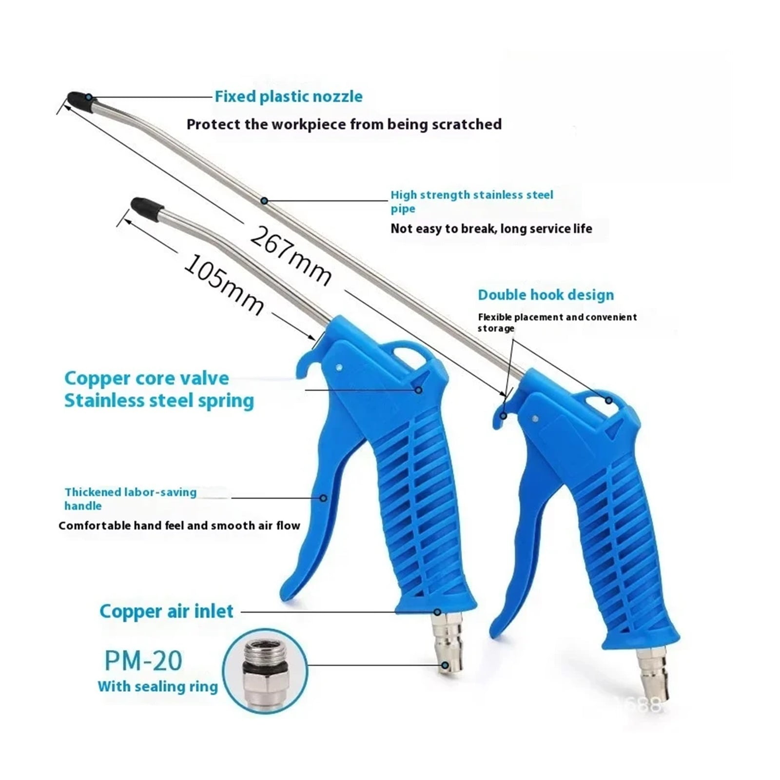 Air Blow Guns Pneumatic Dust Blowing Gun Air Pump Extended Nozzles High Pressure Dust Blowing Tool Air Duster Cleaning Tool ,Flexible