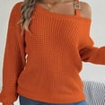 thumbnail image 5 of Fgnfyis Women Cold Shoulder Sweater with Metal Buckle Strap Long Sleeve Knit Pullover Top for Fashion Knitwear Orange L, 5 of 5