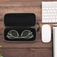 thumbnail image 2 of 1pc Zipper Eyeglasses Case Honeycomb Pattern Glasses Case Sunglasses EVA Box Protector with Zipper (Black), 2 of 4