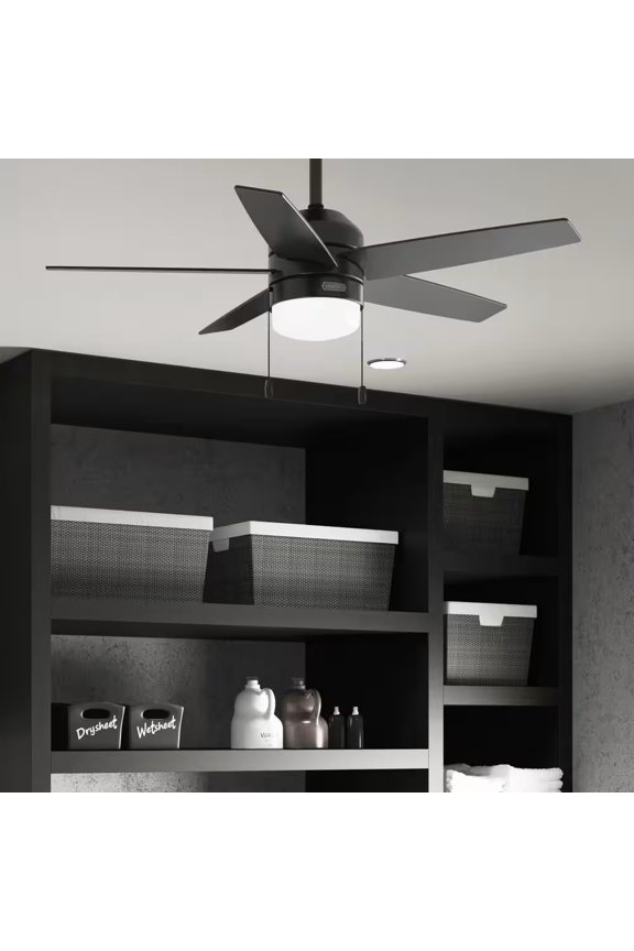 Restored Hunter Fan 44 inch Casual Matte Black Finish Indoor Ceiling Fan with LED Light Kit and Pull Chain (Refurbished)