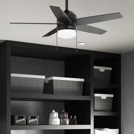 Restored Hunter Fan 44 inch Casual Matte Black Finish Indoor Ceiling Fan with LED Light Kit and Pull Chain (Refurbished)
