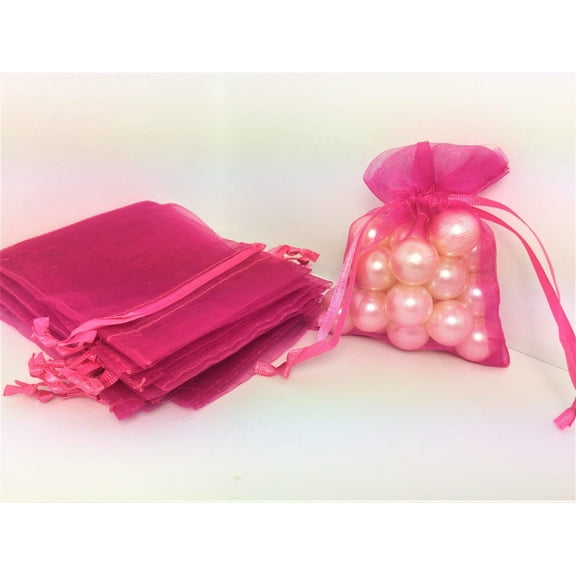 3" X 4" Fuchsia Organza Bags (24 Pieces)