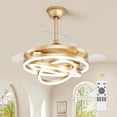 thumbnail image 1 of Ventilador de techo LEDIARY retráctil de 107 cm con luces y 6 velocidades color dorado, 1 of 7