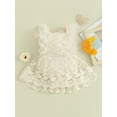 thumbnail image 3 of Musuos Baby Girls Summer Romper Dress, 3 6 12 18 24M Sleeveless Plain Floral Lace Embroidery Skirt Jumpsuit, 3 of 9