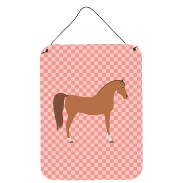 Carolines Treasures BB7911DS1216 Arabian Horse Pink Check Wall or Door Hanging Prints