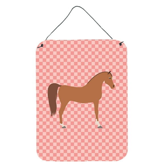Caroline's Treasures BB7911DS1216 Arabian Horse Pink Check Wall or Door Hanging Prints, 12x16, multicolor