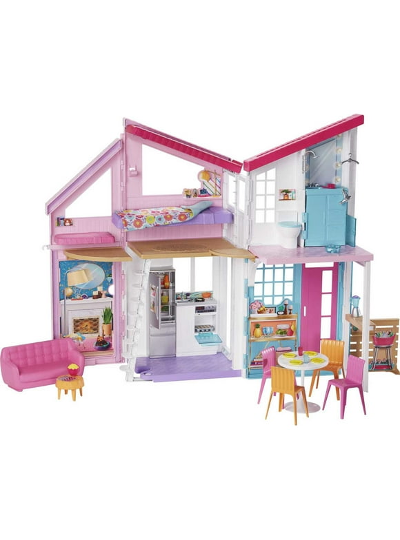 Barbie Malibu House Dollhouse Playset with 25+ Furniture and Accessories (6 Rooms)