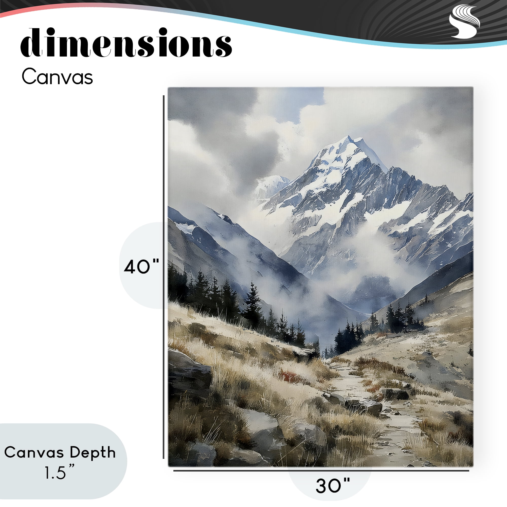 Stupell Industries Snow Caps Mountain Peaks Canvas Wall Art, design by Franklyn Gregory