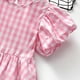 thumbnail image 3 of Blusa Termica Top a cuadros de verano Gibobby para niñas dobladillo plisado cuello redondo rosa 3-4 años, 3 of 5