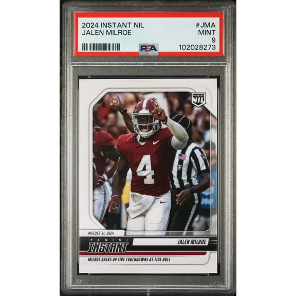 Graded 2024 Panini Instant NIL Jalen Milroe #JMA Rookie RC Football Card PSA 9 Mint
