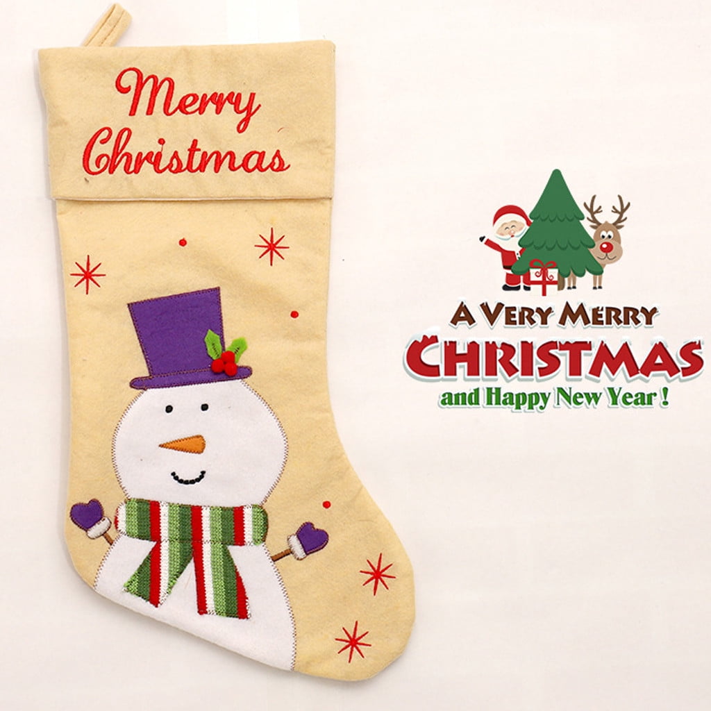 Candy Bag Christmas Gifts Tree Ornament Stocking Santa Snowman Sock Decor C H5P1 