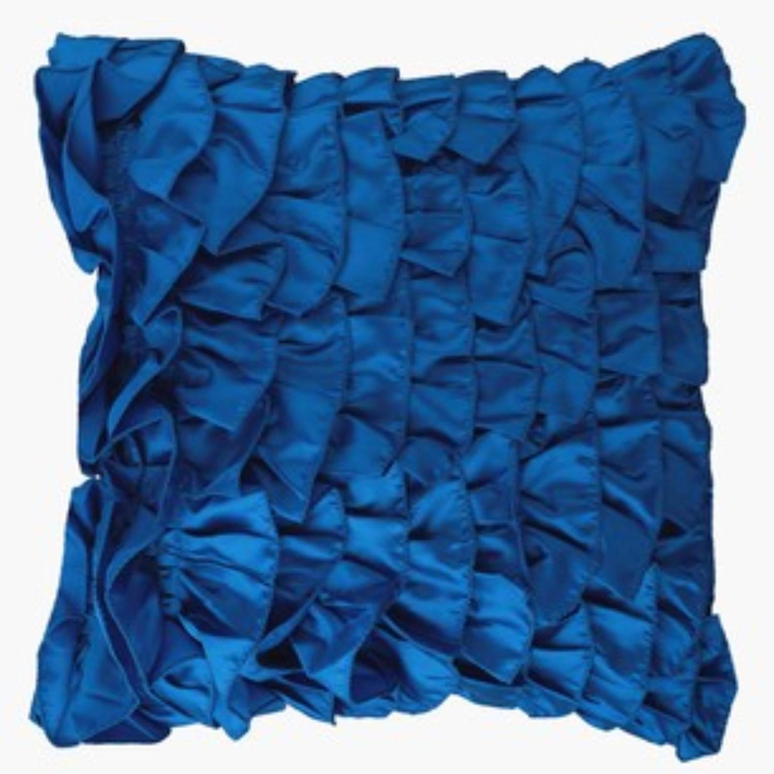 The HomeCentric Pillow Covers Blue Throw Pillows Cover Vintage Ruffles Shabby Chic Pillowcases Pack of 2 14x14 inch (35x35 cm) Pillow Covers Square Satin Pillows Covers Couch Solid-Vintage Blues