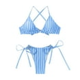 thumbnail image 6 of Prolriy Bikini Sets for Women, Women Stripe Triangle Bikinis Swimsuit Brand Up Bikini Set Two Beach Bathing Suit Swimwear Womens Swimsuits Sky Blue M, 6 of 6