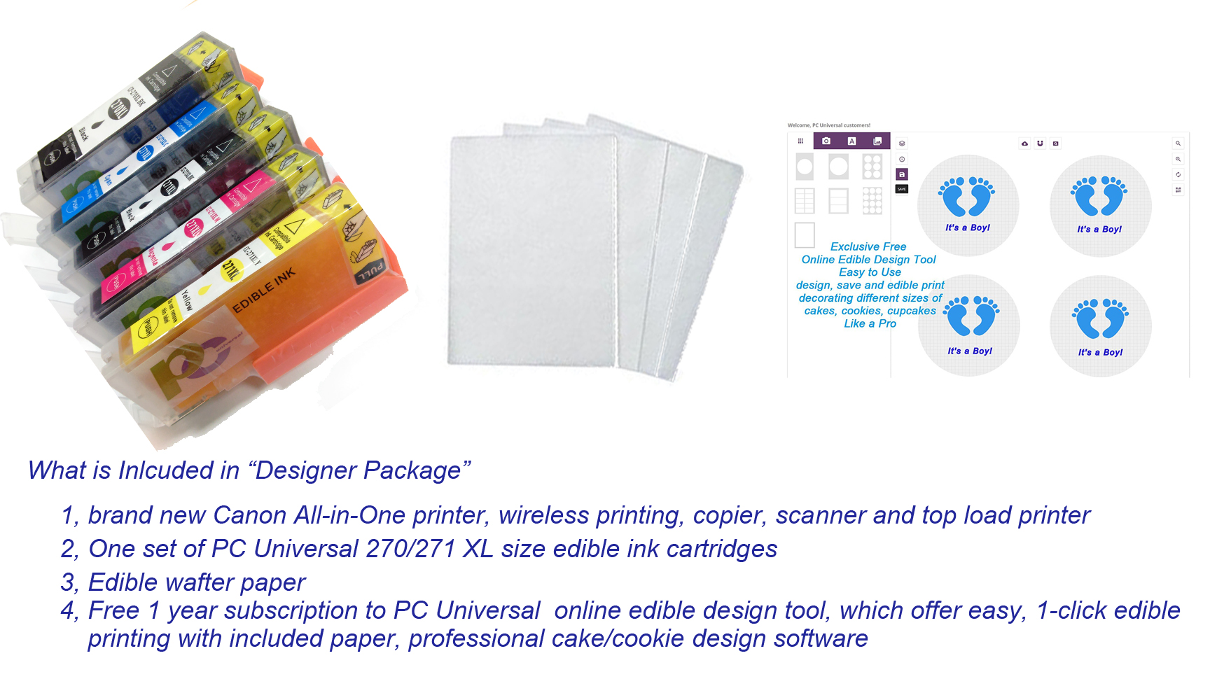 PC Universal Edible Printer Bundle- Brand New All-in-1 Printer with Edible  Paper and Inks by PC Universal