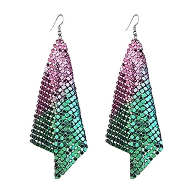 Sonducket Pendientes cuadrados de lentejuelas Gotas para los oídos exageradas Orejeras de malla Orejas de aleación de aluminio Decoraciones Ropa, zapatos y accesorios Miscelánea Vistoso